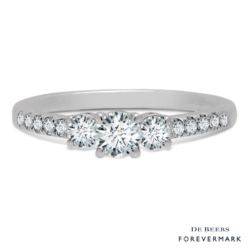 Women’s gold rings with shimmering opal centerpieces -Forevermark Three Stone Diamond Ring in 18kt White Gold (1/2ct tw)