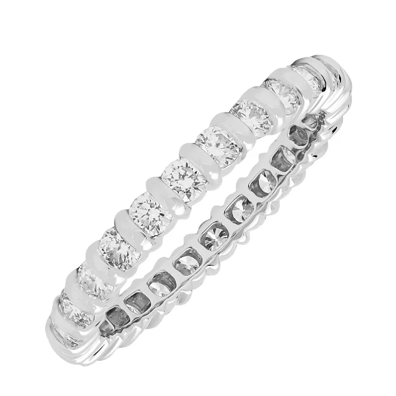 Necklaces and pendants with geometric pendants for a clean, contemporary design-Diamond Bar Set Eternity Band in Platinum (1 1/3ct tw)