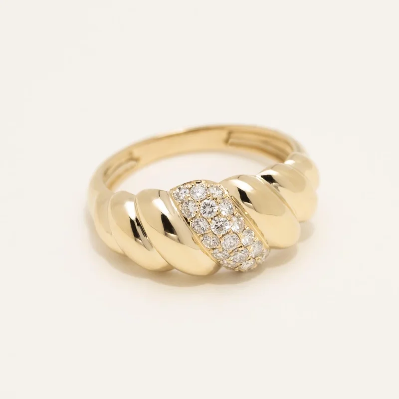 Women’s rings with pearl clusters for elegance -Diamond Croissant Ring in 14kt Yellow Gold (1/3ct tw)