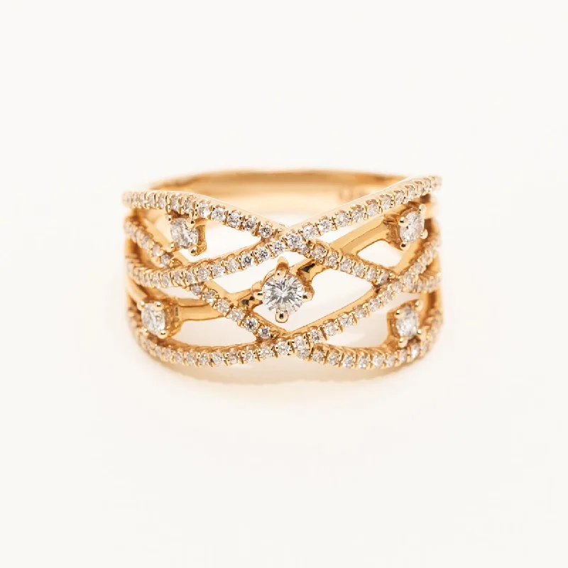 Women’s vintage-style rings with oxidized finish -Diamond Fashion Ring in 14kt Rose Gold (5/8ct tw)