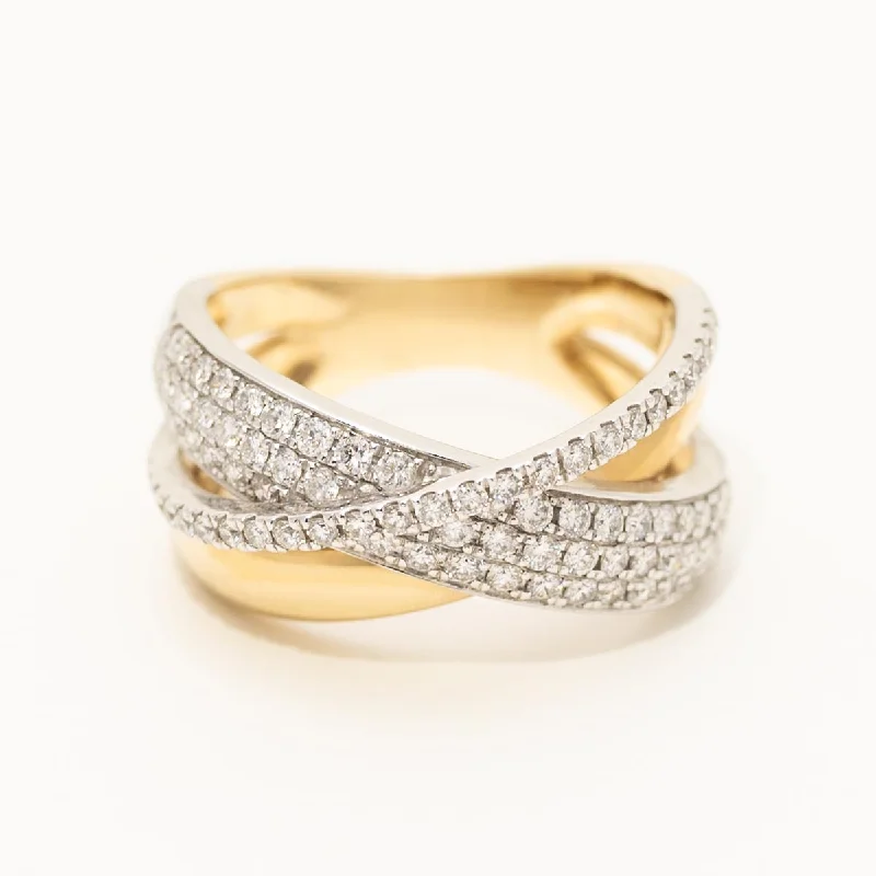 Women’s rings with polished peacock ore glow -Diamond Fashion Ring in 14kt Yellow and White Gold (1ct tw)