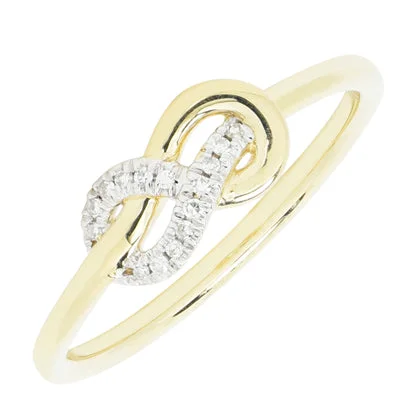 Women’s rings with faceted rose quartz shine -Diamond Infinity Ring in 10kt Yellow Gold (1/20ct tw)