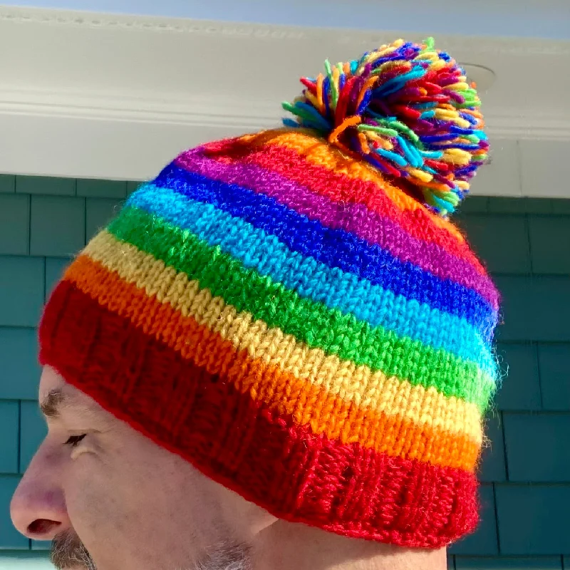 Best necklaces and pendants with intertwined designs for a symbol of unity-Fair Trade Wool Knit Striped Rainbow Hat