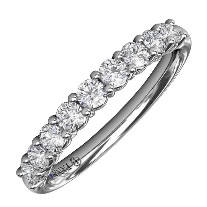 Trendy necklaces and pendants with geometric shapes for a modern aesthetic-Fana Shared Prong Diamond Anniversary Band in 14kt White Gold (3/8ct tw)