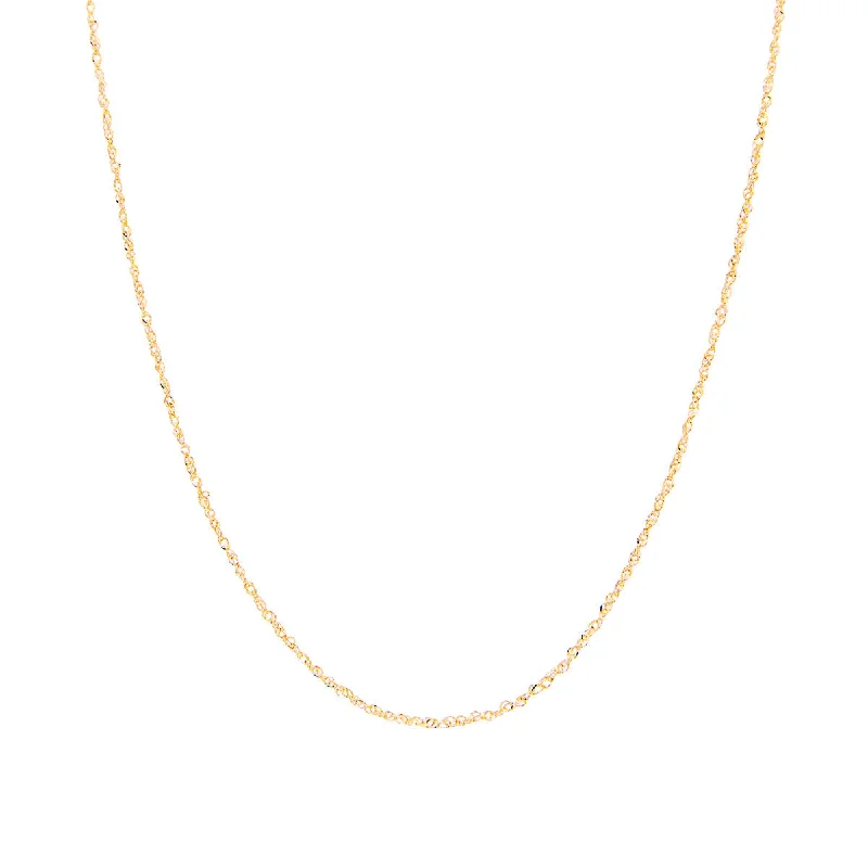 Best necklaces and pendants with opal gemstones for an iridescent glow-Fink's Jewelers 1.25mm Singapore Sparkle Chain Necklace in 14K Yellow Gold