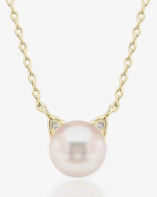 Unique necklaces and pendants with custom birthstone arrangements for personalization-Freshwater Cultured Cat Pearl Necklace