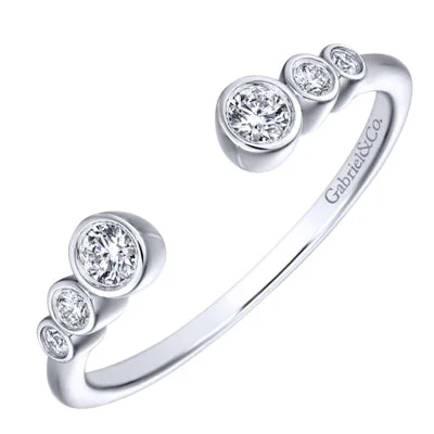 Women’s signet rings with bold family crests -Gabriel Bezel Set Diamond Split Stackable Ring in 14kt White Gold (1/3ct tw)