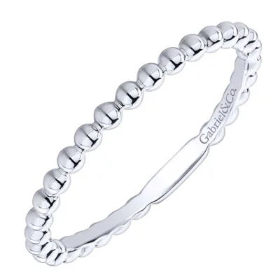 Women’s rings with polished jade for calm -Gabriel Bujukan Beaded Stackable Ring in 14kt White Gold