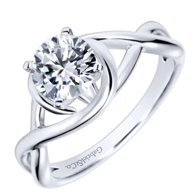 Women’s custom rings with engraved love messages -Gabriel Celine Twist Engagement Ring Setting in 14kt White Gold