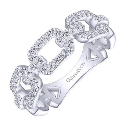 Women’s rings with peacock ore for iridescence -Gabriel Pave Diamond Chain Link Ring Band in 14kt White Gold (1/3ct tw)