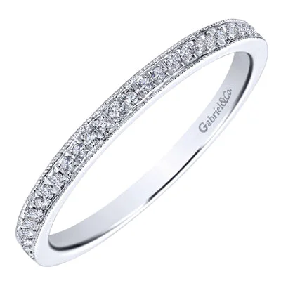 Women’s rings with engraved floral band patterns -Gabriel Pave Diamond Eternity Stackable Ring in 14kt White Gold (1/7ct tw)