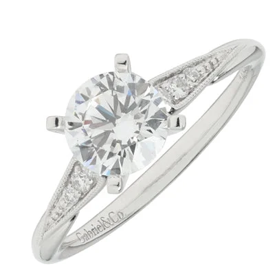 Women’s rings with twisted bands for style -Gabriel Riley Diamond Engagement Ring Setting in 14kt White Gold (1/10ct tw)