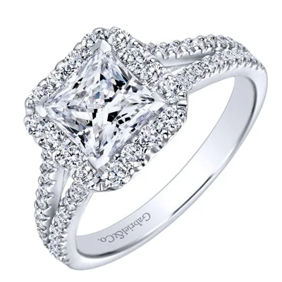 Gabriel Savannah Diamond Halo Engagement Ring Setting in 14kt White Gold (5/8ct tw)