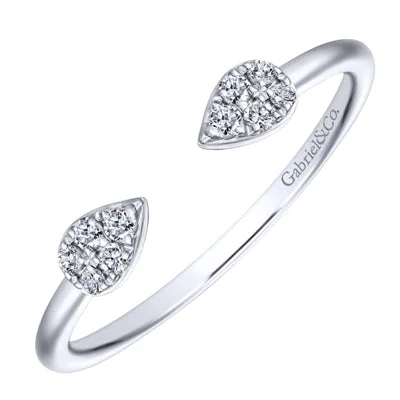 Women’s rings with hematite for metallic shine -Gabriel Teardrop Pave Diamond Cluster Split Ring in 14kt White Gold (1/10ct tw)