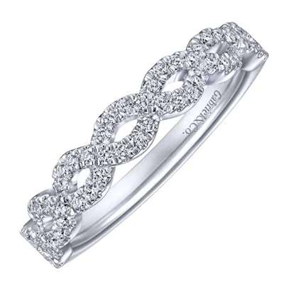 Women’s rings with vintage claw prong settings -Gabriel Twisted Diamond Stackable Ring in 14kt White Gold (1/4ct tw)