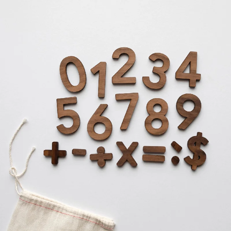 Best necklaces and pendants with adjustable chains for a customizable fit-Handmade Wooden Numerals and Math Set