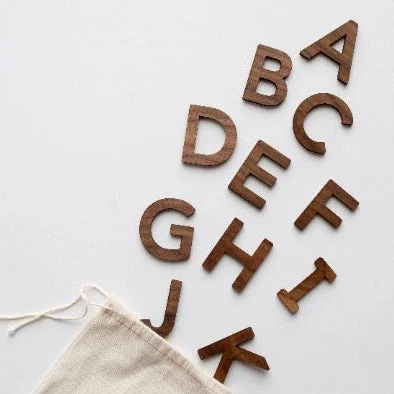 Stunning necklaces and pendants with jade gemstones for a calming green hue-Handmade Wooden Uppercase Alphabet Set