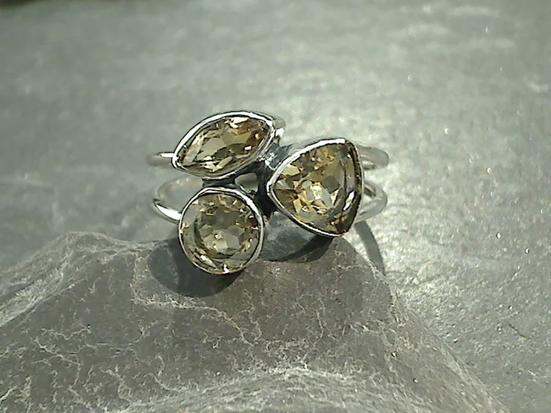 Women’s rings with geometric ruby for trend -Size 10 Citrine, Sterling Silver Ring