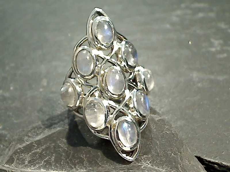 Women’s rings with jade stones for serenity -Size 6 Moonstone, Sterling Silver Ring