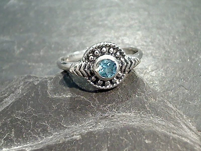 Women’s rings with peridot stones for sparkle -Size 8 Blue Topaz, Sterling Silver Ring