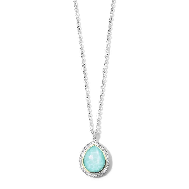 Layered necklaces and pendants for a trendy and fashionable stacked look-IPPOLITA Chimera Turquoise Teardrop Pendant with Diamonds