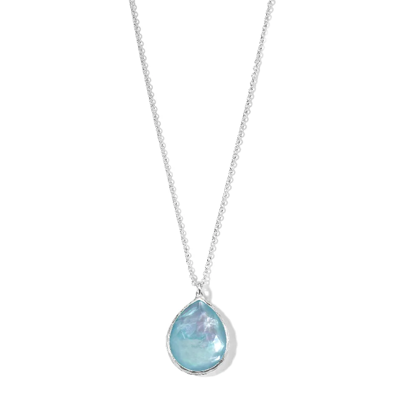 Best necklaces and pendants with oval pendants for a classic, elegant shape-IPPOLITA Wonderland Large Teardrop Pendant in Rock Crystal & Mother-of-Pearl Skylight Doublet