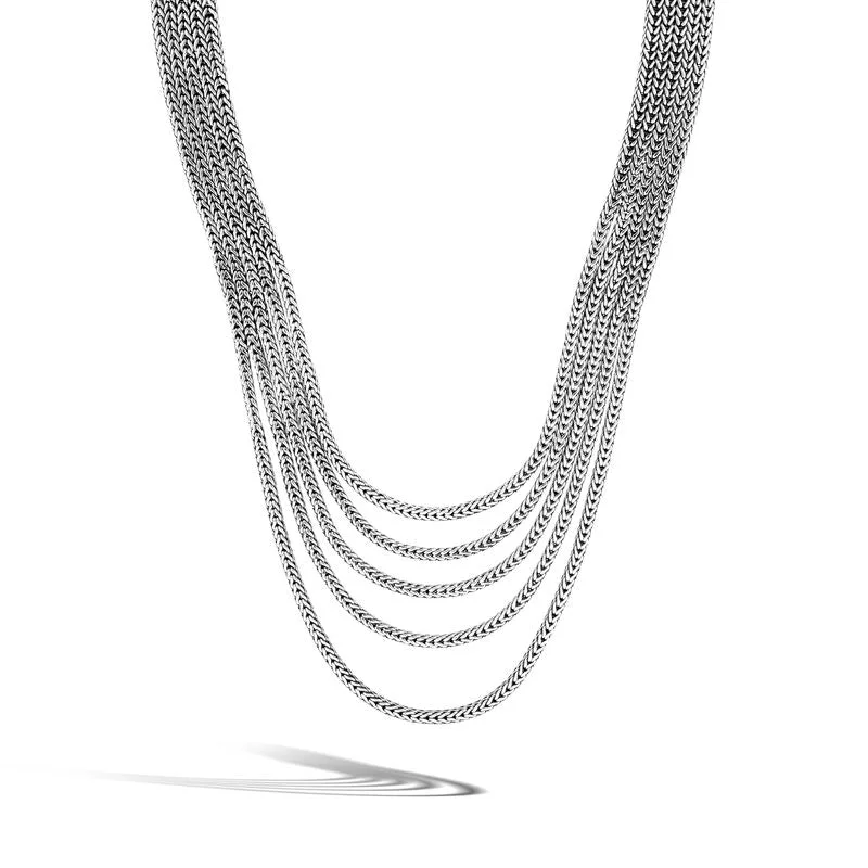 Necklaces and pendants with diamond pendants for a luxurious sparkling effect-John Hardy Classic Chain Sterling Silver Woven Multi-row Necklace, 16"