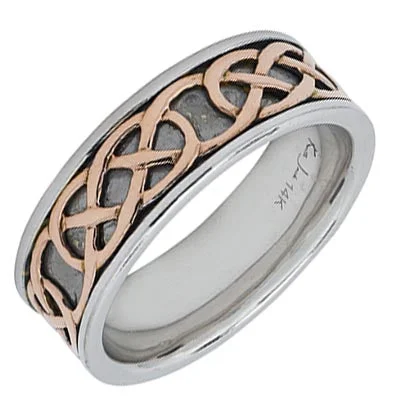 Women’s rings with mosaic opal for art -Keith Jack Ring in 14kt White and Rose Gold (size 6 1/2)