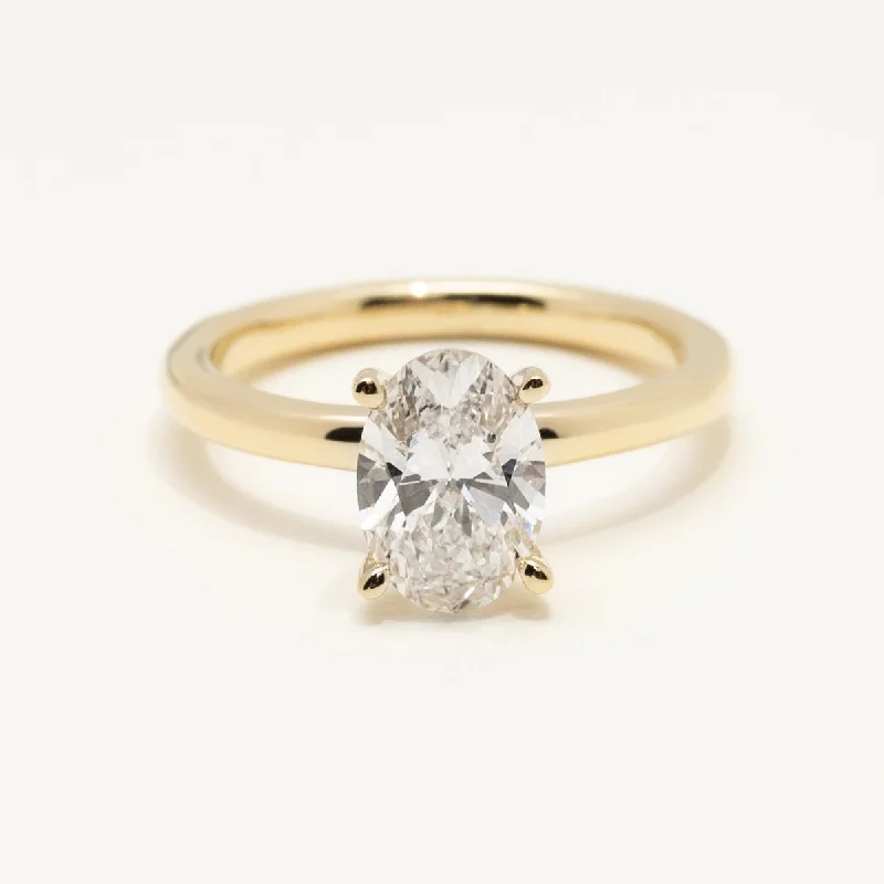 Women’s rings with polished peacock ore glow -Lab Grown Oval Diamond Solitaire Engagement Ring in 14kt Yellow Gold (1 1/2ct)