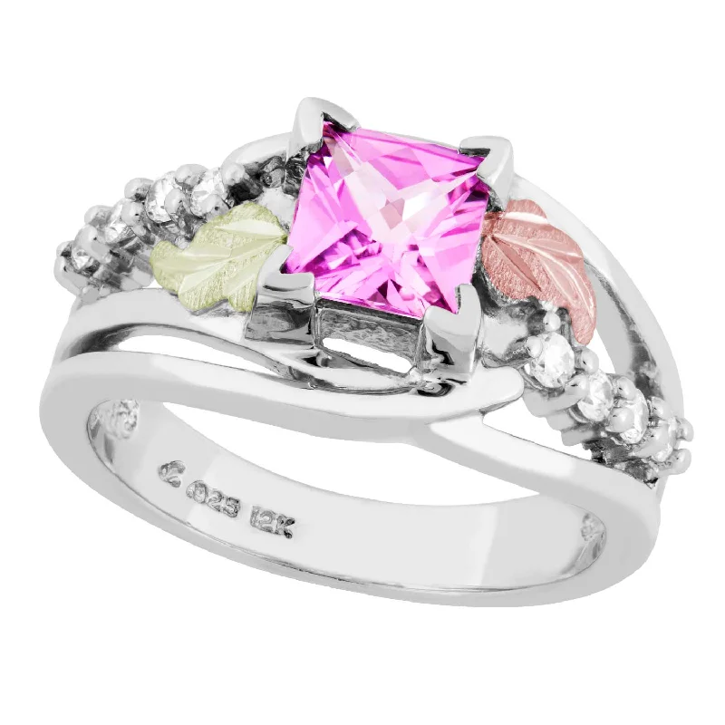 Women’s custom rings with engraved love messages -Landstrom's Black Hills Gold Sterling Silver Pink Sapphire Ring