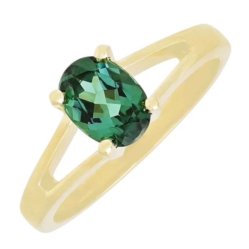 Women’s rings with eternity knot for love -Maine Oval Green Tourmaline Ring in 14kt Yellow Gold