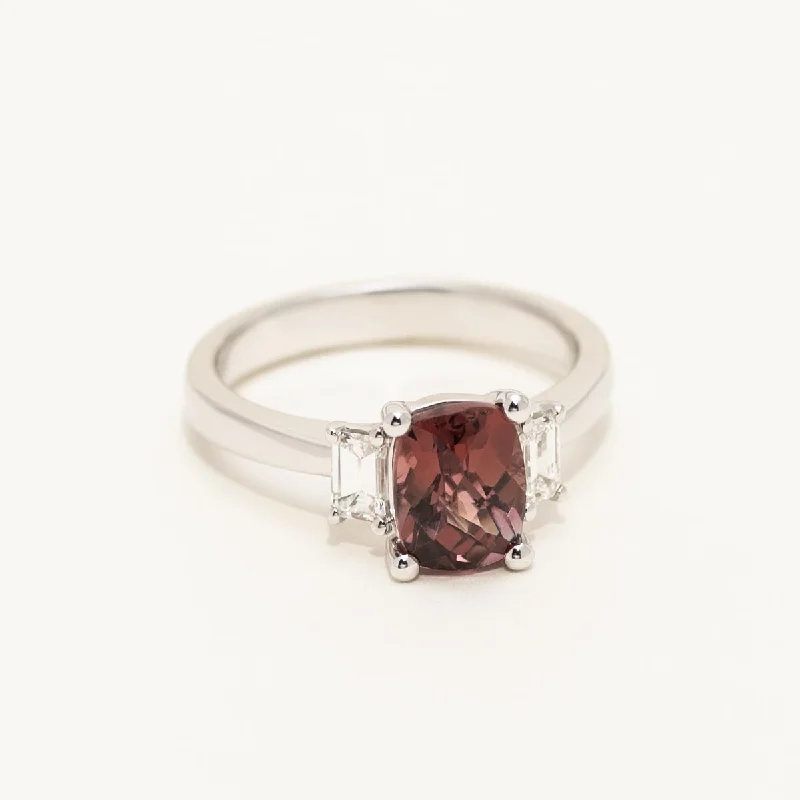 Women’s signet rings with bold family crests -Maine Pink Tourmaline Ring in 14kt White Gold with Diamonds (1/3ct tw)