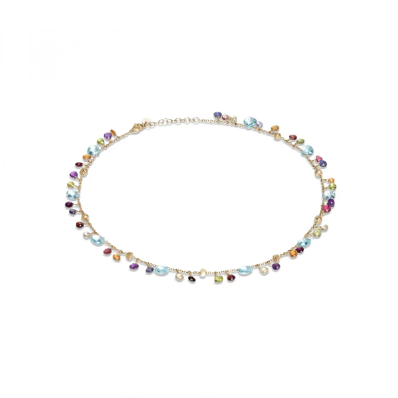 Best necklaces and pendants with emerald gemstones for a rich, sophisticated design-Marco Bicego Paradise 18K Yellow Gold Topaz and Mixed Gemstone Necklace