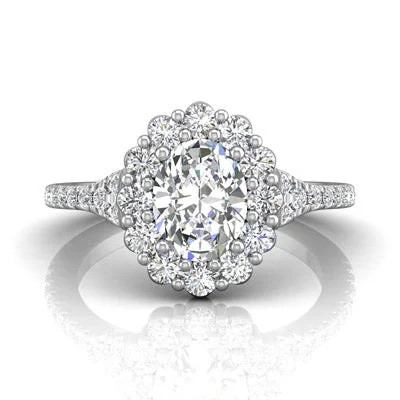 Women’s rings with rough sapphire for chic -Martin Flyer Diamond Engagement Ring Setting in 14kt White Gold (7/8ct tw)