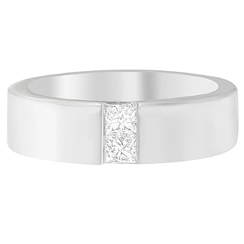 Women’s rings with lotus-inspired sapphire bands -Men's 14K White Gold 1/4 ct.TDW Diamond Channel Band Ring