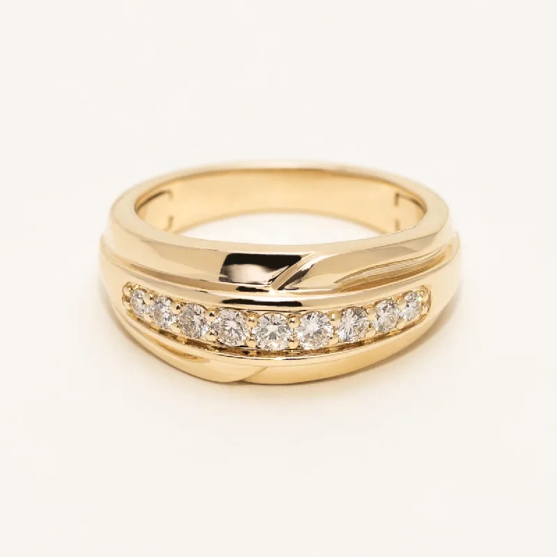 Women’s bold rings with hammered silver bands -Mens Diamond Band in 10kt Yellow Gold (1/2ct tw)