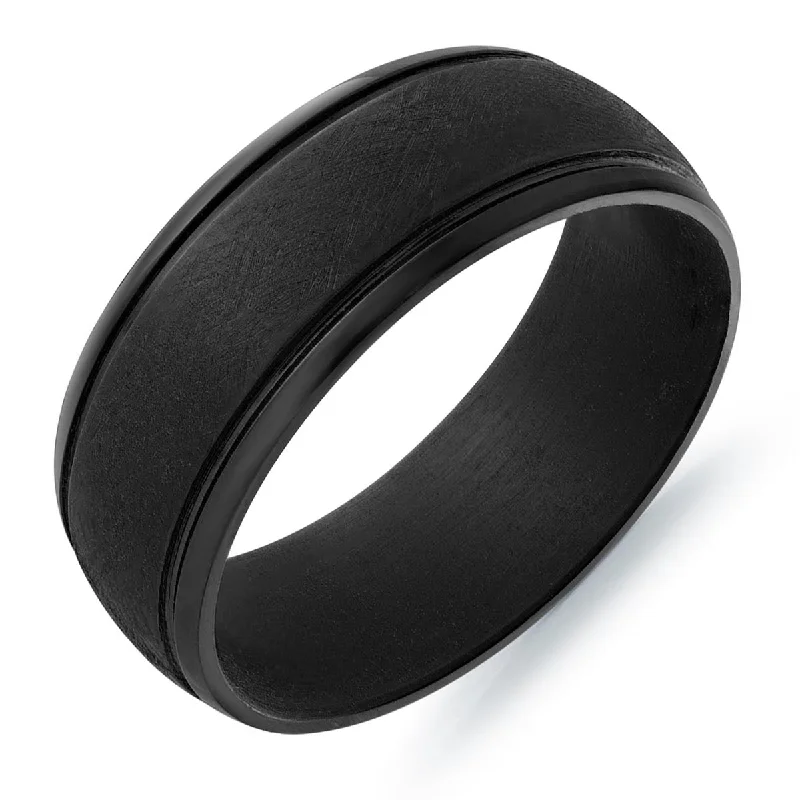 Trendy necklaces and pendants with geometric shapes for a modern aesthetic-Mens Wedding Band in Black Tantalum (8mm)