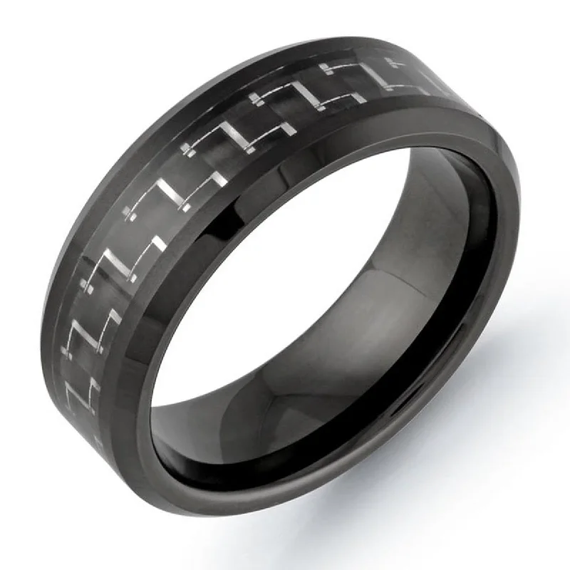 Stylish necklaces and pendants with diamonds for a glamorous and elegant look-Men's Wedding Band in Black Tungsten (8mm)