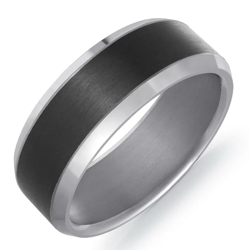 Necklaces and pendants with ocean-inspired designs for a refreshing, beachy feel-Mens Wedding Band in Tantalum and Carbon Fiber