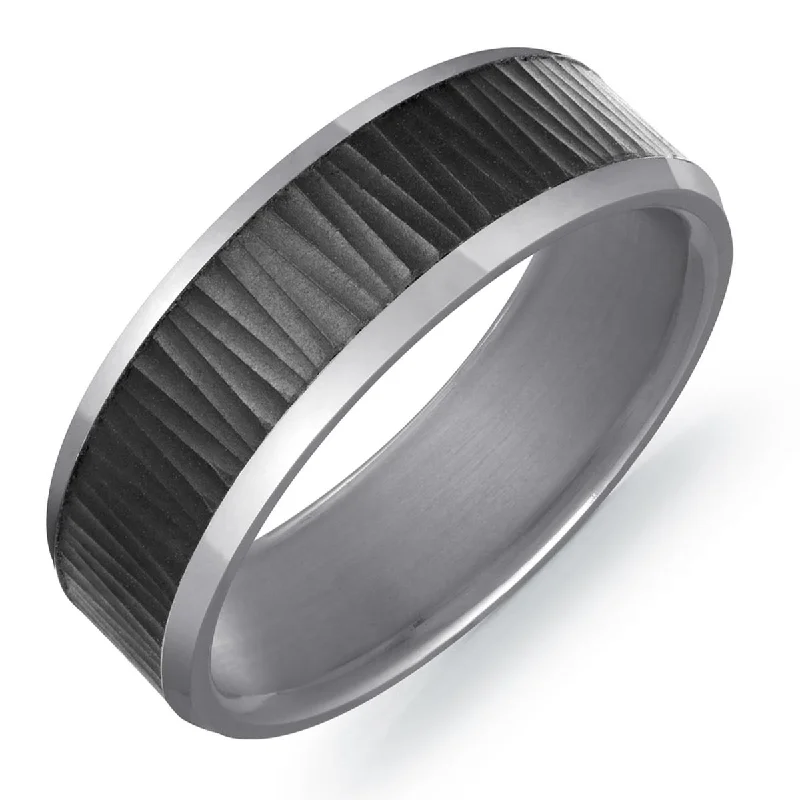 Best necklaces and pendants with heart-shaped designs for a romantic look-Mens Wedding Band in Tantalum and Carbon Fiber (7mm)