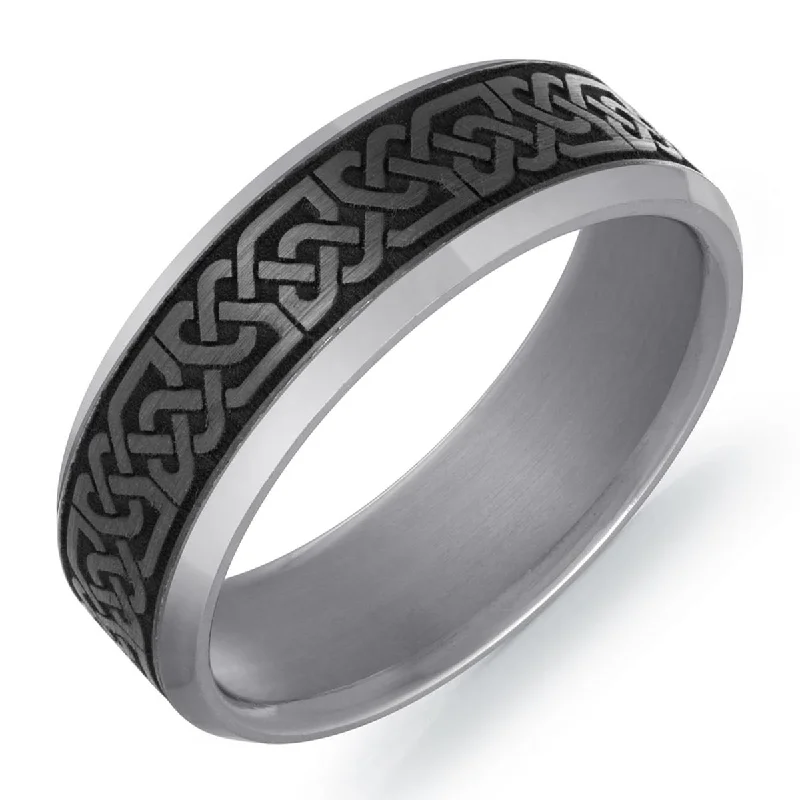 Necklaces and pendants with abstract shapes for a modern, creative appearance-Mens Wedding Band in Tantalum and Carbon Fiber (7mm)