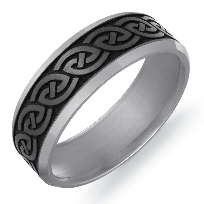 Necklaces and pendants with custom designs for a completely unique jewelry piece-Mens Wedding Band in Tantalum and Carbon Fiber (7mm)