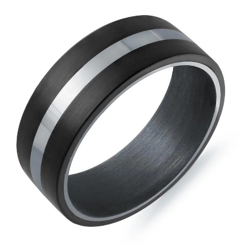 Beautiful necklaces and pendants with geometric shapes for a modern, artistic design-Mens Wedding Band in Tantalum and Carbon Fiber (8mm)