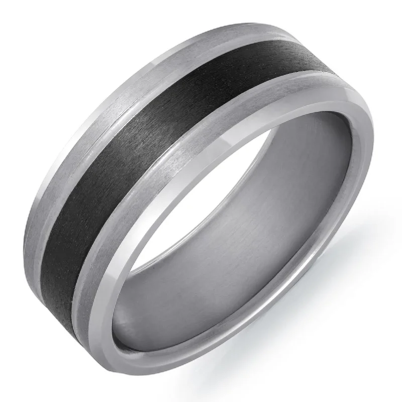 Elegant necklaces and pendants with gold chains for a chic, timeless appearance-Mens Wedding Band in Tantalum and Carbon Fiber (8mm)