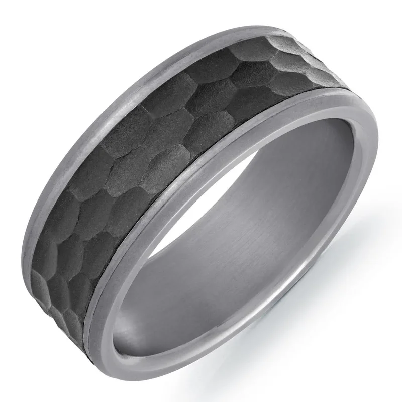 Best necklaces and pendants for weddings with matching designs for bride and groom-Mens Wedding Band in Tantalum and Carbon Fiber (8mm)