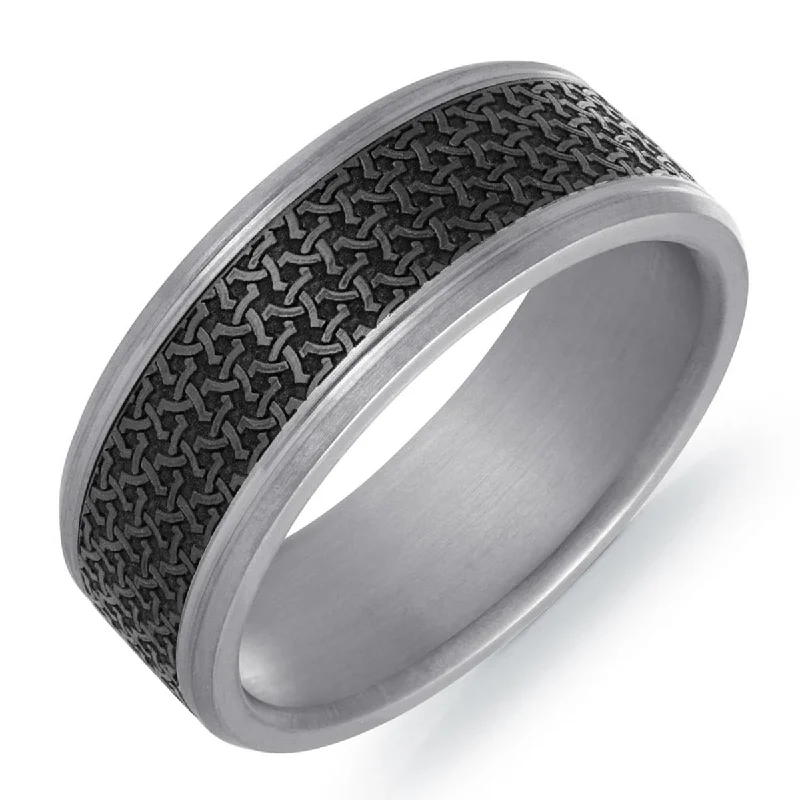 Necklaces and pendants with geometric pendants for a clean, contemporary design-Mens Wedding Band in Tantalum and Carbon Fiber (8mm)