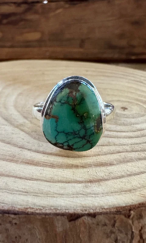 Women’s rings with shield-cut topaz stones -AMERICAN TURQUOISE and Silver Ring • Size 11