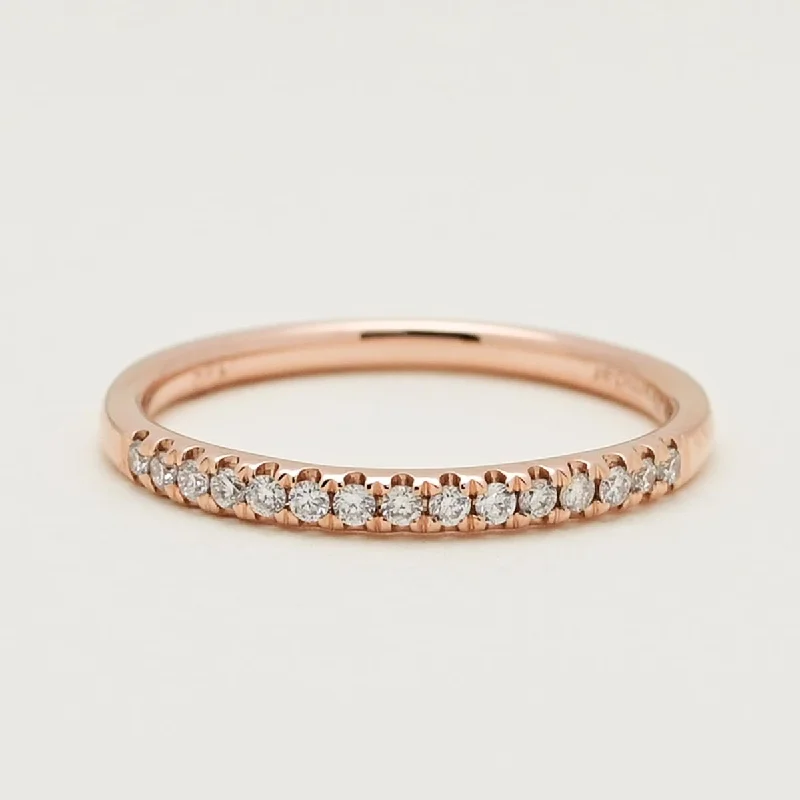 Women’s rings with hexagon-cut amethyst stones -Petite Micro Pave Comfort Fit Diamond Band in 14kt Rose Gold (1/7ct tw)