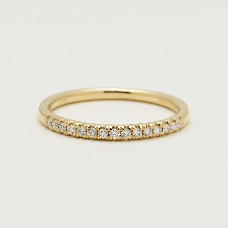 Women’s stretch rings for adjustable comfort fit -Petite Micro Pave Comfort Fit Diamond Band in 14kt Yellow Gold (1/7ct tw)