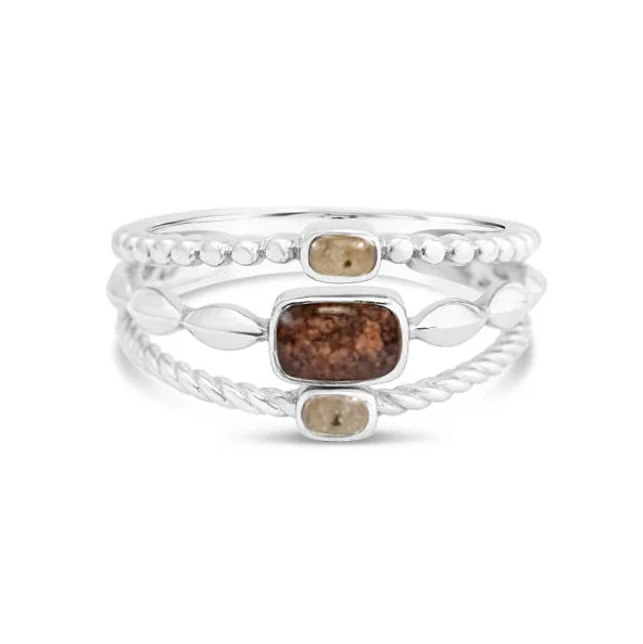 Women’s bold rings with hammered silver bands -El Retiro Boho Stack Ring